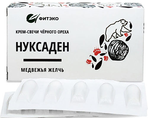 Фитосвечи Крем-свечи Нуксаден Медвежья желчь, 10 шт., Фитэко НПФ ООО